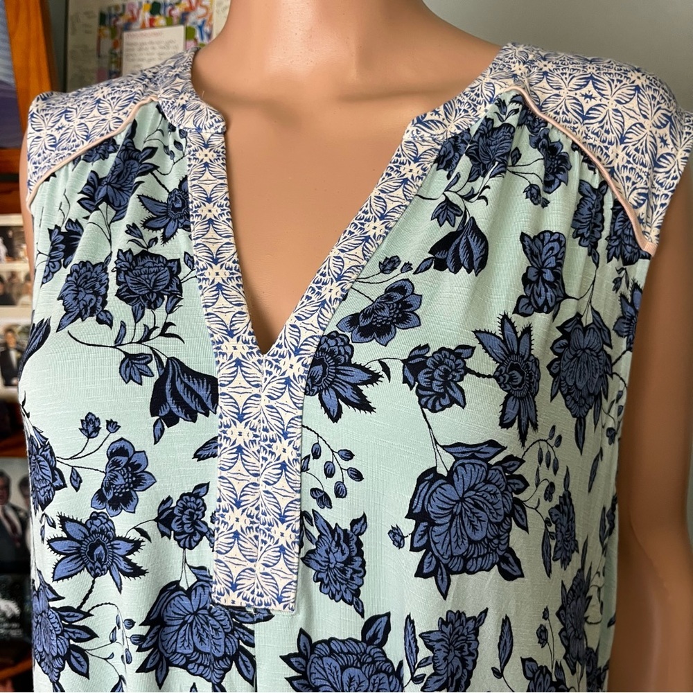 J. Jill Flowy Knit Sleeveless Dress Nostalgic Retro Floral Cottagecbbore XL - Picture 2 of 4